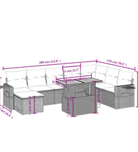 9-tlg. Garten-Sofagarnitur mit Kissen Beige Poly Rattan