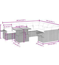 10-tlg. Garten-Sofagarnitur mit Kissen Schwarz Poly Rattan