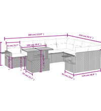 10-tlg. Garten-Sofagarnitur mit Kissen Schwarz Poly Rattan