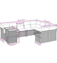 10-tlg. Garten-Sofagarnitur mit Kissen Grau Poly Rattan