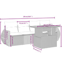 5-tlg. Garten-Sofagarnitur mit Kissen Schwarz Poly Rattan