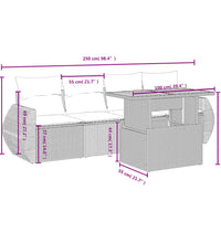 5-tlg. Garten-Sofagarnitur mit Kissen Schwarz Poly Rattan