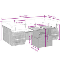 7-tlg. Garten-Sofagarnitur mit Kissen Grau Poly Rattan
