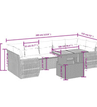 8-tlg. Garten-Sofagarnitur mit Kissen Schwarz Poly Rattan