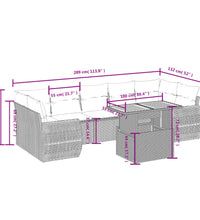 8-tlg. Garten-Sofagarnitur mit Kissen Schwarz Poly Rattan
