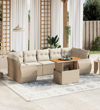 8-tlg. Garten-Sofagarnitur mit Kissen Beige Poly Rattan