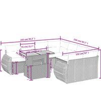 9-tlg. Garten-Sofagarnitur mit Kissen Schwarz Poly Rattan