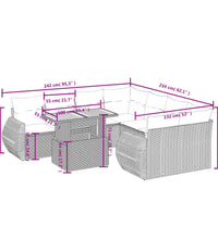 9-tlg. Garten-Sofagarnitur mit Kissen Grau Poly Rattan