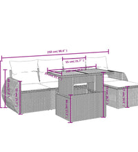 6-tlg. Garten-Sofagarnitur mit Kissen Beige Poly Rattan