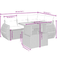 5-tlg. Garten-Sofagarnitur mit Kissen Schwarz Poly Rattan