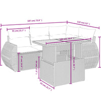 5-tlg. Garten-Sofagarnitur mit Kissen Beige Poly Rattan