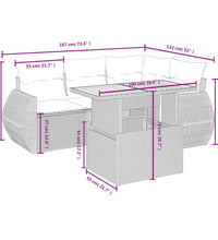 5-tlg. Garten-Sofagarnitur mit Kissen Grau Poly Rattan