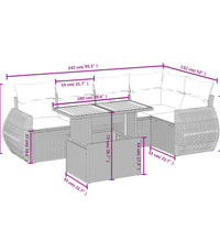 6-tlg. Garten-Sofagarnitur mit Kissen Schwarz Poly Rattan