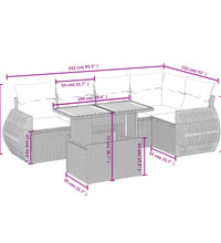 6-tlg. Garten-Sofagarnitur mit Kissen Schwarz Poly Rattan