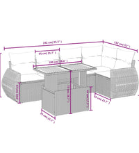 6-tlg. Garten-Sofagarnitur mit Kissen Grau Poly Rattan