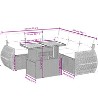 6-tlg. Garten-Sofagarnitur mit Kissen Schwarz Poly Rattan