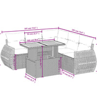 6-tlg. Garten-Sofagarnitur mit Kissen Beige Poly Rattan