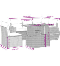 6-tlg. Garten-Sofagarnitur mit Kissen Beige Poly Rattan