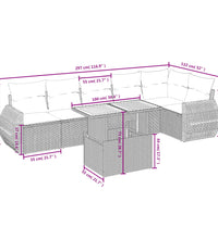 7-tlg. Garten-Sofagarnitur mit Kissen Grau Poly Rattan