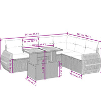 7-tlg. Garten-Sofagarnitur mit Kissen Schwarz Poly Rattan