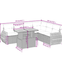 7-tlg. Garten-Sofagarnitur mit Kissen Beige Poly Rattan