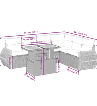 7-tlg. Garten-Sofagarnitur mit Kissen Grau Poly Rattan