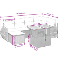 7-tlg. Garten-Sofagarnitur mit Kissen Beige Poly Rattan