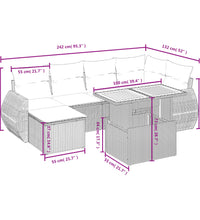 7-tlg. Garten-Sofagarnitur mit Kissen Grau Poly Rattan