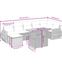 8-tlg. Garten-Sofagarnitur mit Kissen Beige Poly Rattan