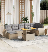 8-tlg. Garten-Sofagarnitur mit Kissen Beige Poly Rattan