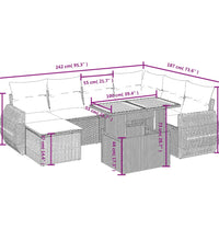 8-tlg. Garten-Sofagarnitur mit Kissen Beige Poly Rattan