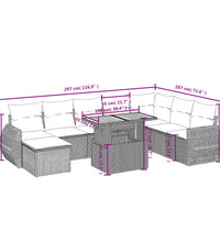 9-tlg. Garten-Sofagarnitur mit Kissen Schwarz Poly Rattan