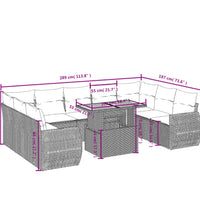 10-tlg. Garten-Sofagarnitur mit Kissen Grau Poly Rattan
