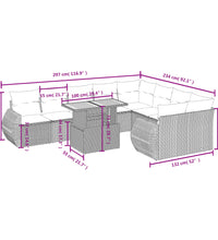 10-tlg. Garten-Sofagarnitur mit Kissen Schwarz Poly Rattan