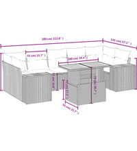 8-tlg. Garten-Sofagarnitur mit Kissen Grau Poly Rattan