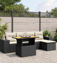6-tlg. Garten-Sofagarnitur mit Kissen Schwarz Poly Rattan