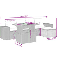 6-tlg. Garten-Sofagarnitur mit Kissen Grau Poly Rattan