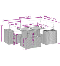 5-tlg. Garten-Sofagarnitur mit Kissen Grau Poly Rattan