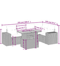 6-tlg. Garten-Sofagarnitur mit Kissen Schwarz Poly Rattan