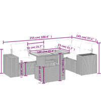 6-tlg. Garten-Sofagarnitur mit Kissen Schwarz Poly Rattan
