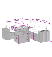 6-tlg. Garten-Sofagarnitur mit Kissen Schwarz Poly Rattan