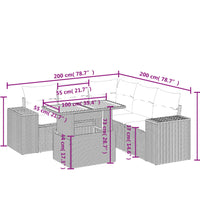 6-tlg. Garten-Sofagarnitur mit Kissen Schwarz Poly Rattan