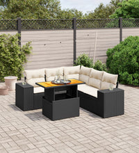6-tlg. Garten-Sofagarnitur mit Kissen Schwarz Poly Rattan