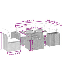 6-tlg. Garten-Sofagarnitur mit Kissen Beige Poly Rattan