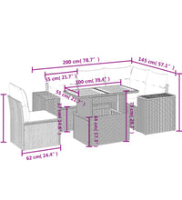 6-tlg. Garten-Sofagarnitur mit Kissen Grau Poly Rattan