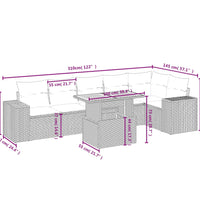 7-tlg. Garten-Sofagarnitur mit Kissen Beige Poly Rattan