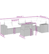 7-tlg. Garten-Sofagarnitur mit Kissen Grau Poly Rattan