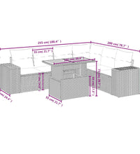 7-tlg. Garten-Sofagarnitur mit Kissen Schwarz Poly Rattan