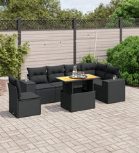 7-tlg. Garten-Sofagarnitur mit Kissen Schwarz Poly Rattan