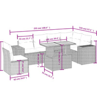 7-tlg. Garten-Sofagarnitur mit Kissen Beige Poly Rattan